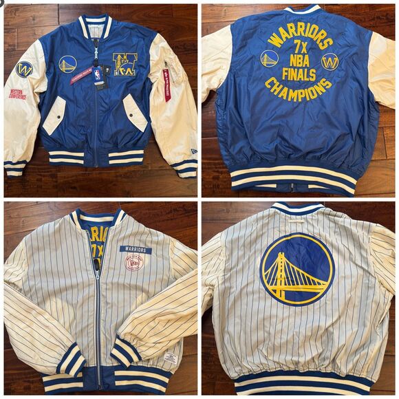 New Era x Alpha Industries Golden State Warriors Reversible Bomber Jacket